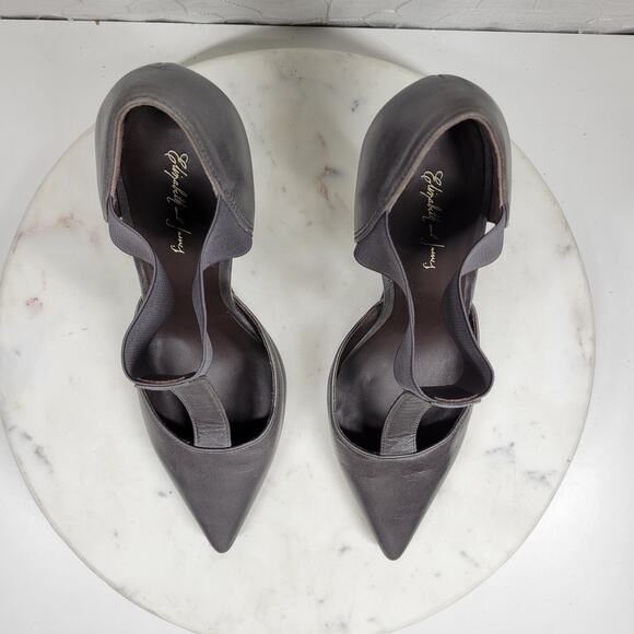 Elizabeth & James Stiletto Heels Womens 8 Gray Leather T-Strap Metal Spike Heel - Picture 14 of 16